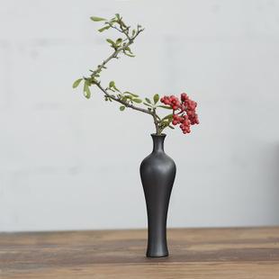 景德镇陶瓷小花瓶黑白中式家居饰品现代创意摆件简约禅意小花器